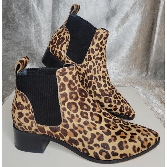Dolce Vita, Macie 2 Calf Hair Leather Leopard Animal Print Ankle Boot Womens 7.5 - Picture 1 of 15